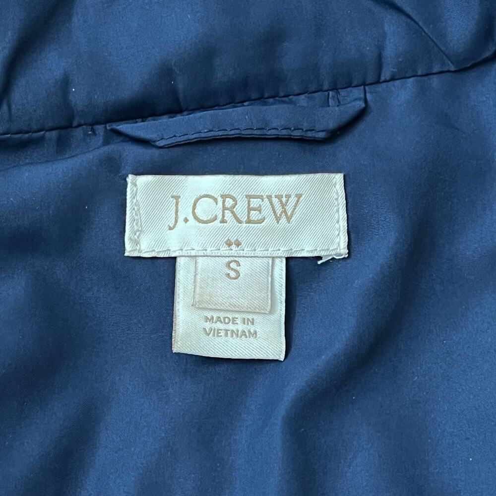 J Crew Women's Quilted Down Vest Sz S Navy Blue Full Zip Pockets Basic Outdoor - Picture 2 of 11